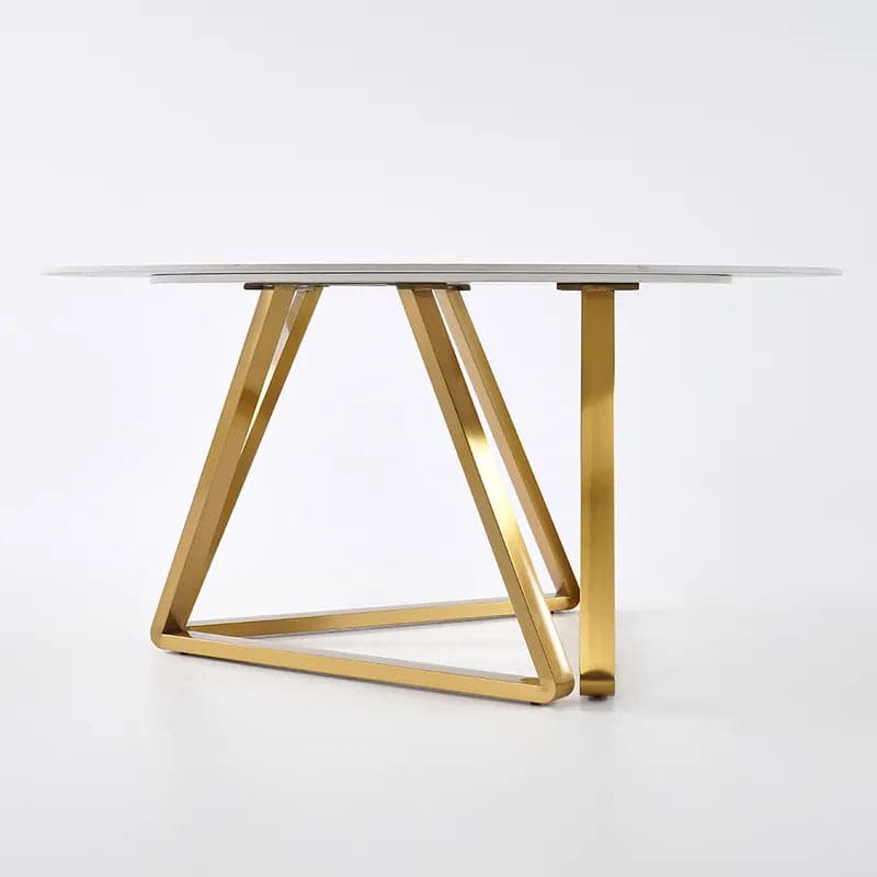 Table de salle à manger ronde moderne en faux marbre, 59 pouces, base en acier inoxydable pour 8 personnes