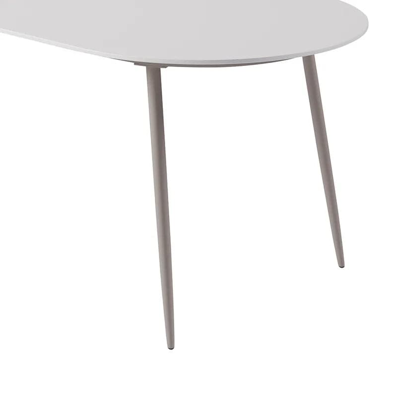 Table de salle à manger ovale pour 6 personnes, plateau en faux marbre et table de patio extérieure en aluminium, blanc et gris 