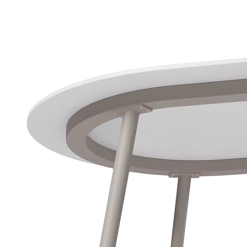 Table de salle à manger ovale pour 6 personnes, plateau en faux marbre et table de patio extérieure en aluminium, blanc et gris 