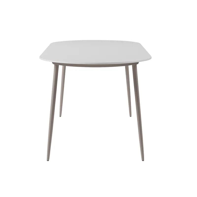 Table de salle à manger ovale pour 6 personnes, plateau en faux marbre et table de patio extérieure en aluminium, blanc et gris 