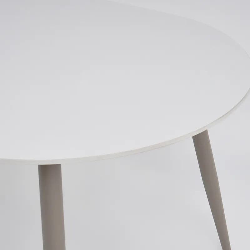 Table de salle à manger ovale pour 6 personnes, plateau en faux marbre et table de patio extérieure en aluminium, blanc et gris 