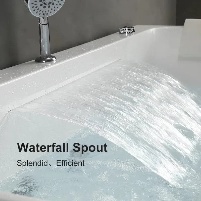 60 Modern Acrylic Rectangular Whirlpool Water Massage Bathtub in Chromatherapy LED#S