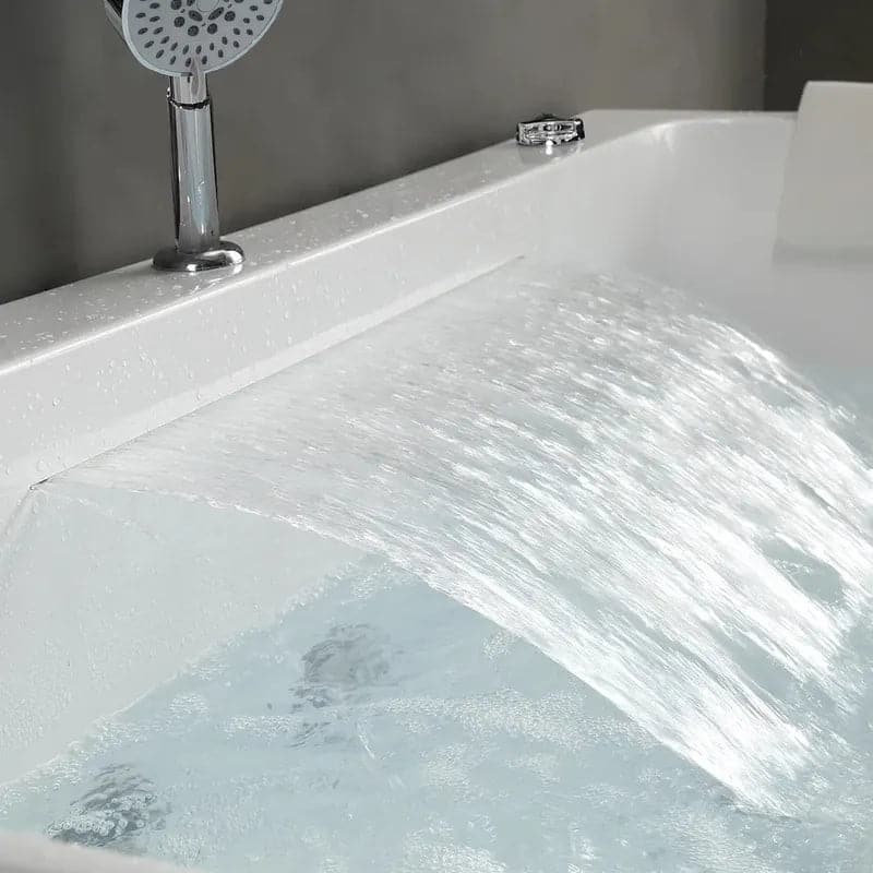 60 Modern Acrylic Rectangular Whirlpool Water Massage Bathtub in Chromatherapy LED#S