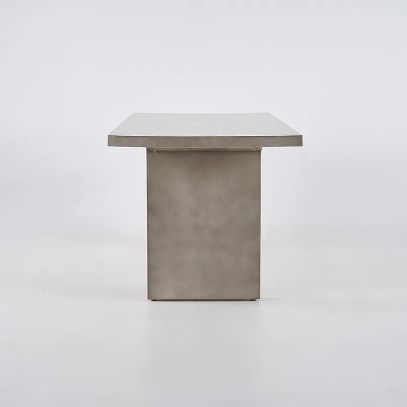 63" Farmhouse Concrete Gray Wooden Dining Table for 6 Person Double Pedestal