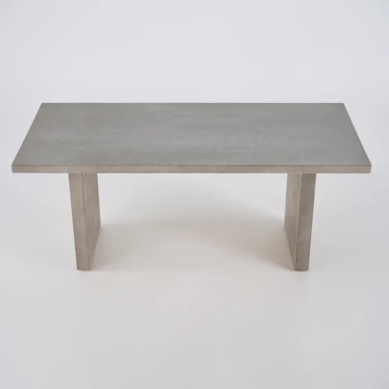 Table de salle à manger en bois gris béton de ferme de 63 po pour 6 personnes à double piédestal