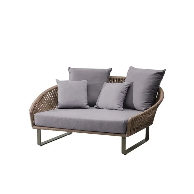 Lit de repos d'extérieur en rotin de 63 po avec coussin kaki et cadre en aluminium