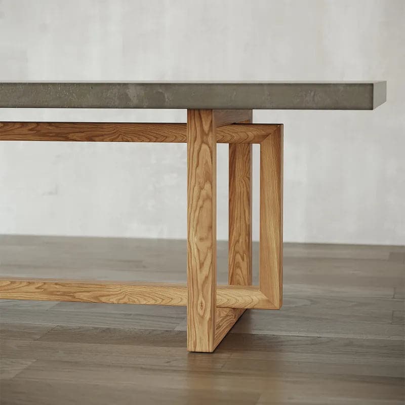 63'' Concrete Gray Dining Table Rectangle Wooden Tabletop