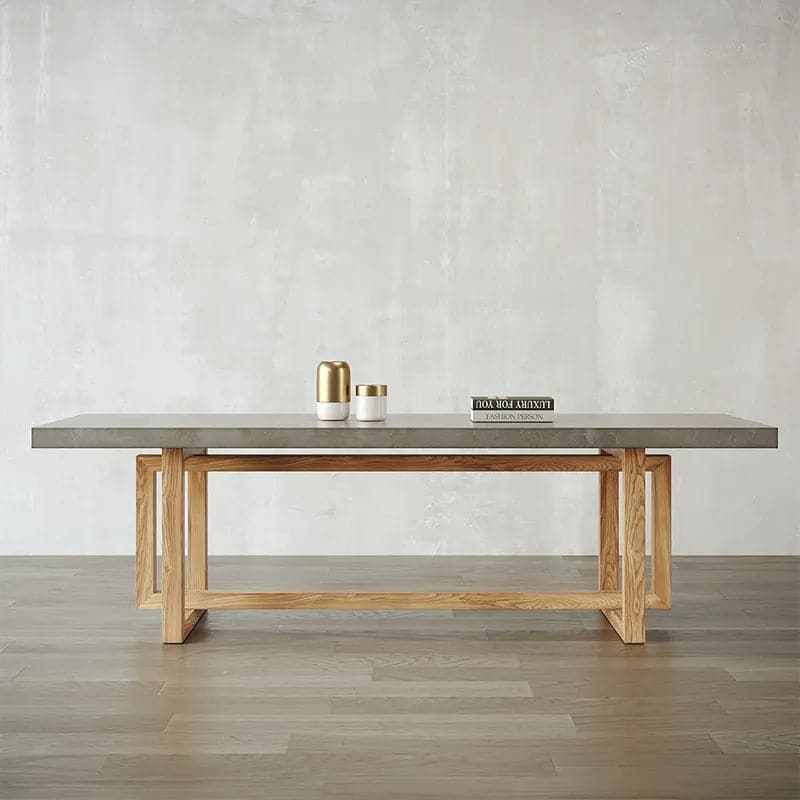 Table de salle à manger rectangulaire en bois gris béton de 63 po