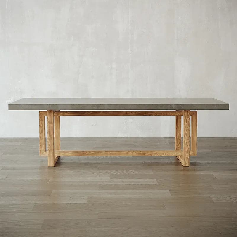 63 Concrete Gray Dining Table Rectangle Wooden Tabletop