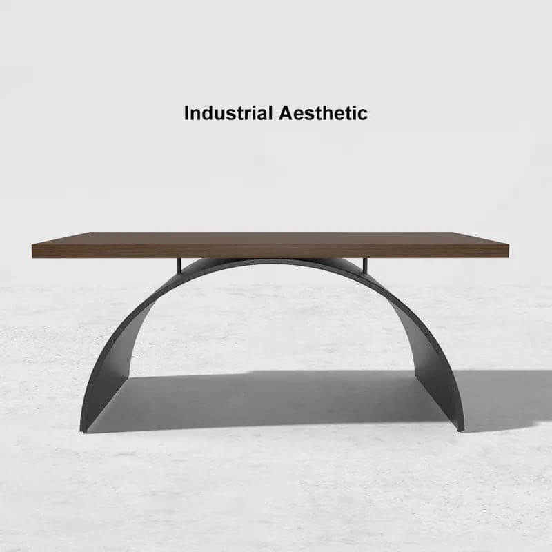 Industrial Rectangular Writing Desk Solid Wood Metal Base Office Desk#M