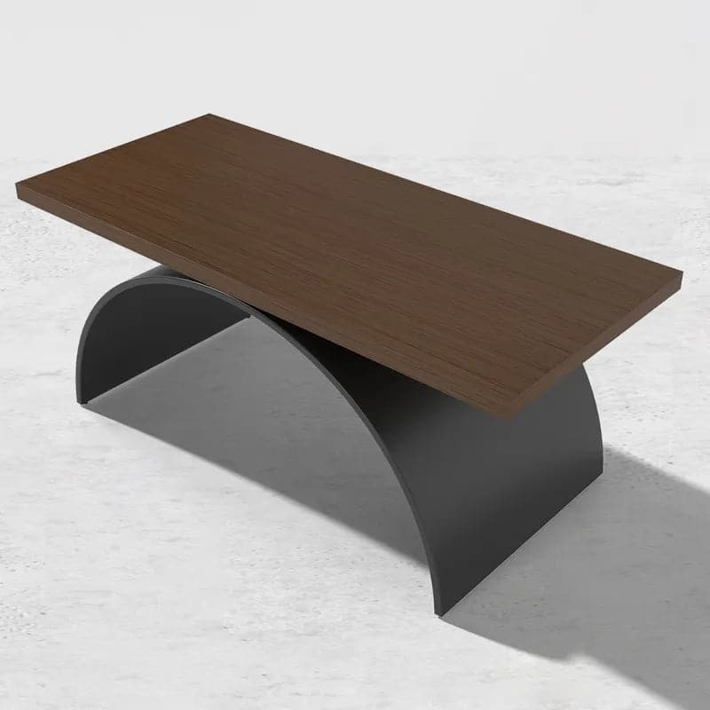 Industrial Rectangular Writing Desk Solid Wood Metal Base Office Desk#M