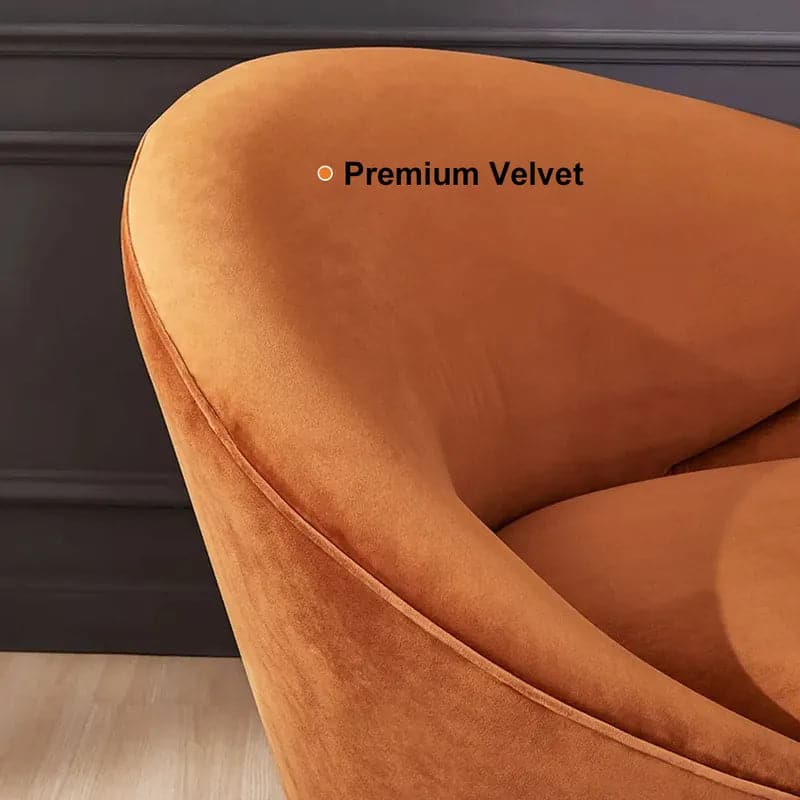 63 Inch Velvet Curved Sofa Small 2-Seater Sofa with Curve Back Upholstery in Orange