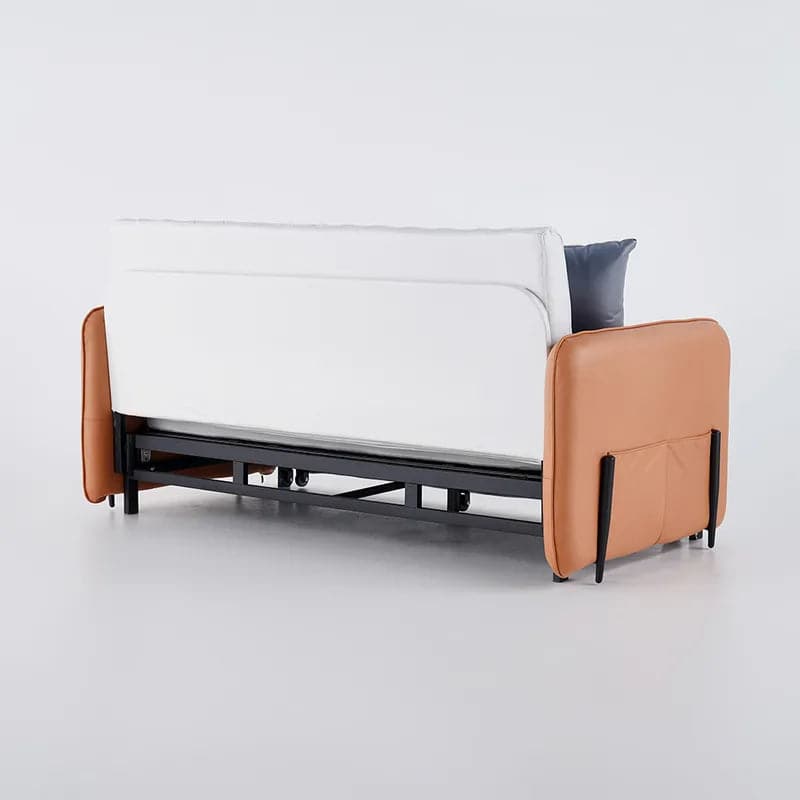 Canapé-lit convertible 67" marron et blanc Leath-aire rembourré avec poche de rangement