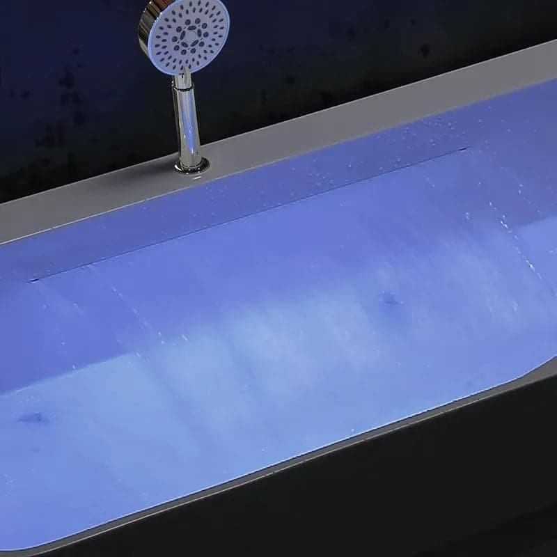 60 Modern Acrylic Rectangular Whirlpool Water Massage Bathtub in Chromatherapy LED#M