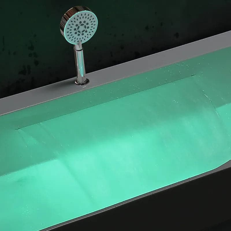 60 Modern Acrylic Rectangular Whirlpool Water Massage Bathtub in Chromatherapy LED#M