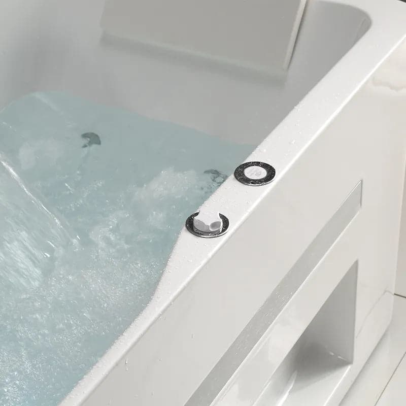 60 Modern Acrylic Rectangular Whirlpool Water Massage Bathtub in Chromatherapy LED#M