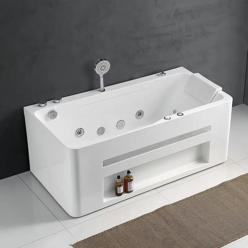 60 Modern Acrylic Rectangular Whirlpool Water Massage Bathtub in Chromatherapy LED#M