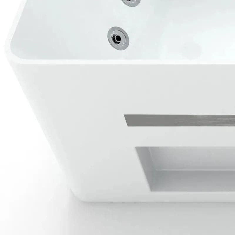 60 Modern Acrylic Rectangular Whirlpool Water Massage Bathtub in Chromatherapy LED#M