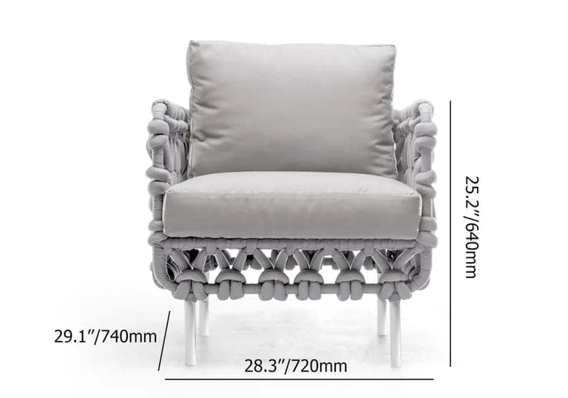 Ensemble de canapé d'extérieur 6 pièces en aluminium et corde avec table basse et coussin en gris 