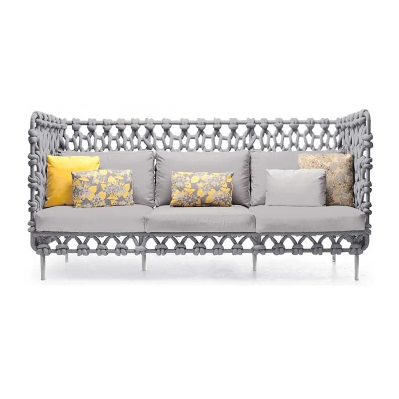 Ensemble de canapé d'extérieur 6 pièces en aluminium et corde avec table basse et coussin en gris 