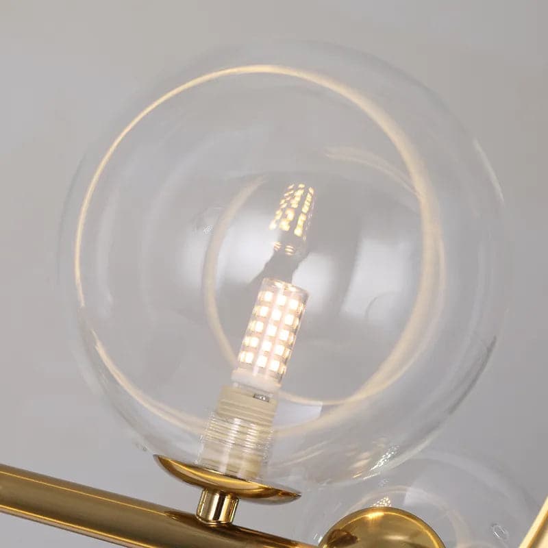 Modern Linear Gold Kitchen Island Light 7-Light Glass Globe Shade#Gold
