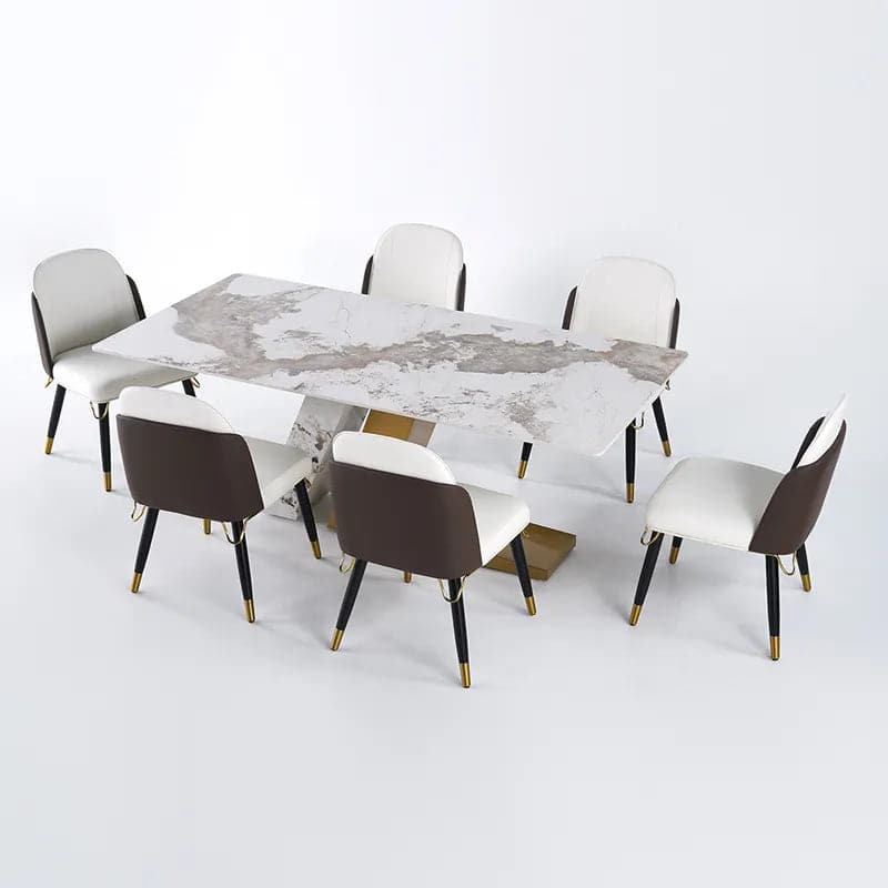 70.9" Rectangle Modern Sintered Stone Top Dining Table for 6 Stainless Steel