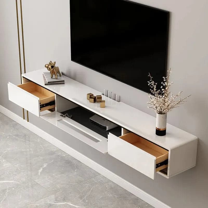 70.9 Inches White TV Stand Postmodern Minimalist Floating Media Console with Storage