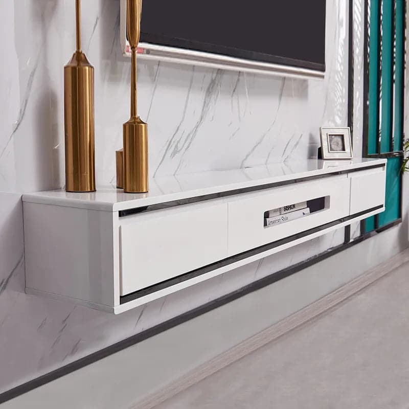 70.9 Inches White TV Stand Postmodern Minimalist Floating Media Console with Storage