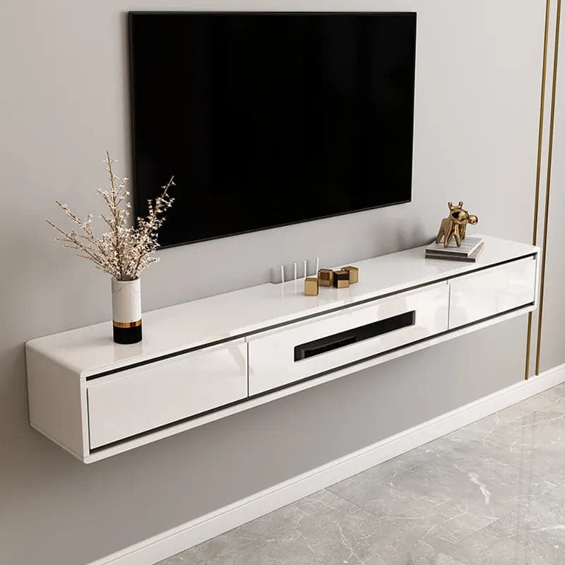 70.9 Inches White TV Stand Postmodern Minimalist Floating Media Console with Storage