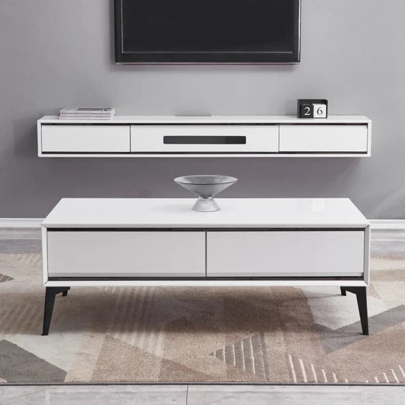 70.9 Inches White TV Stand Postmodern Minimalist Floating Media Console with Storage