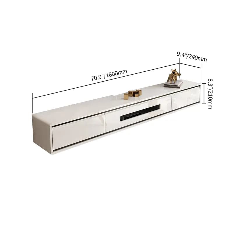 70.9 Inches White TV Stand Postmodern Minimalist Floating Media Console with Storage