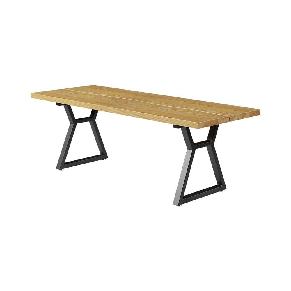 Table de salle à manger industrielle naturelle de 70,9 po avec plateau en bois et structure en métal