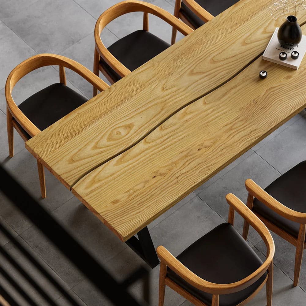 Table de salle à manger industrielle naturelle de 70,9 po avec plateau en bois et structure en métal