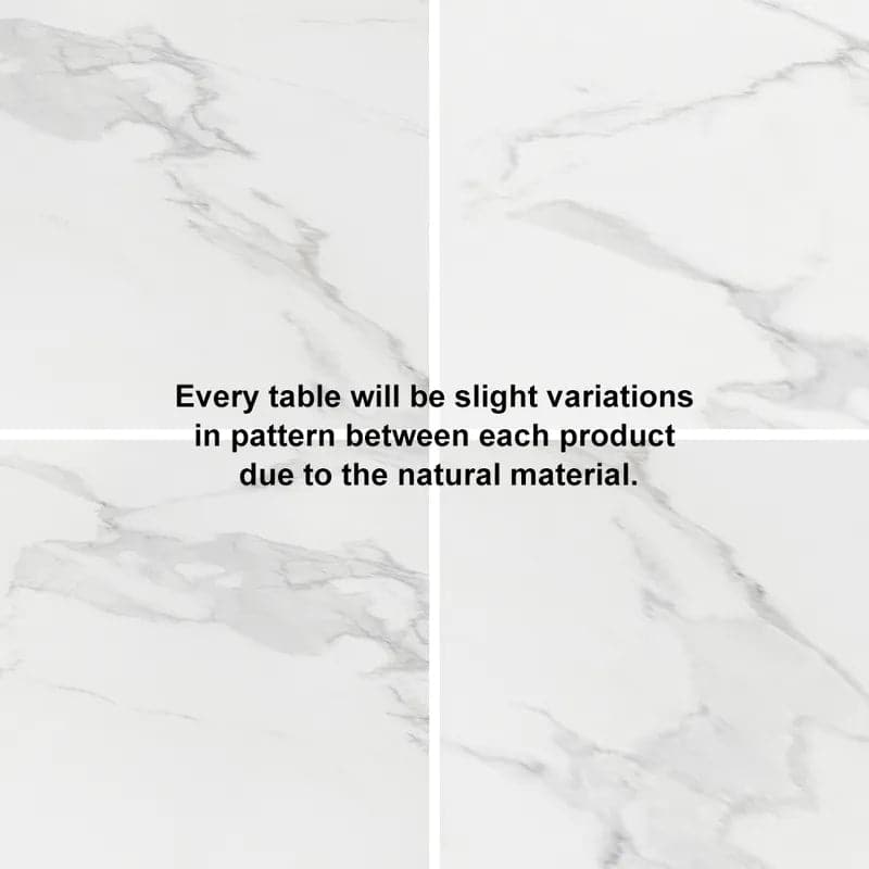 63"/71"/79" Faux Marble Dining Table for 6-8 Seater White Rectangular Top Gold Steel Base