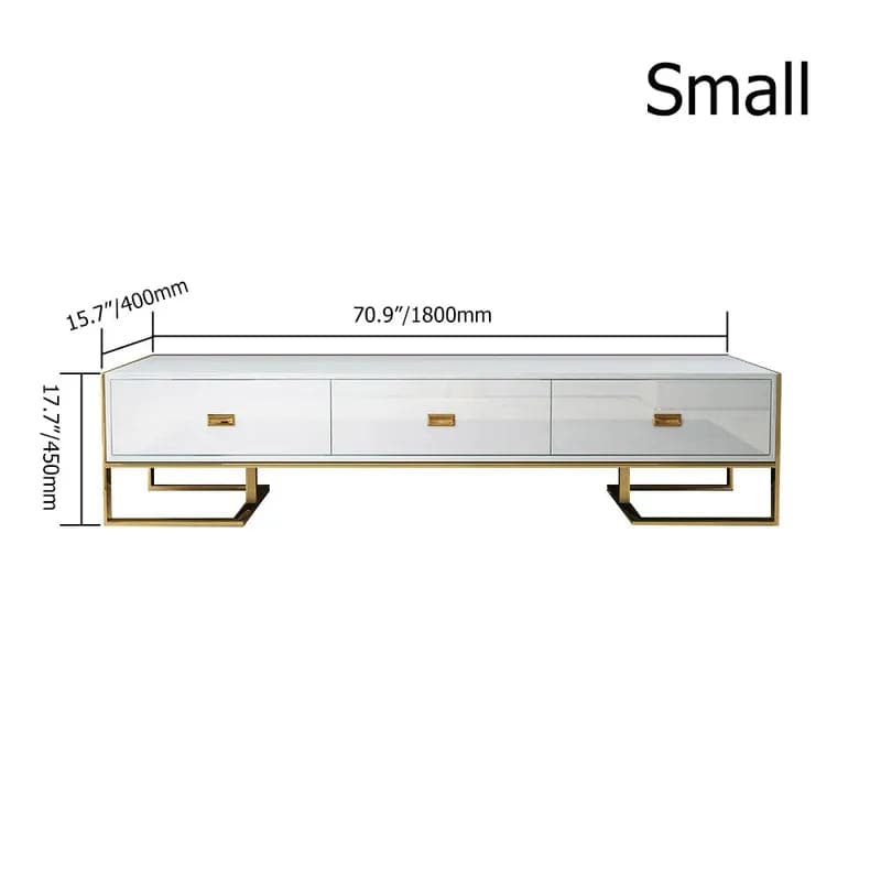 Modern Jocise White & Gold TV Stand 3 Drawers Media Console