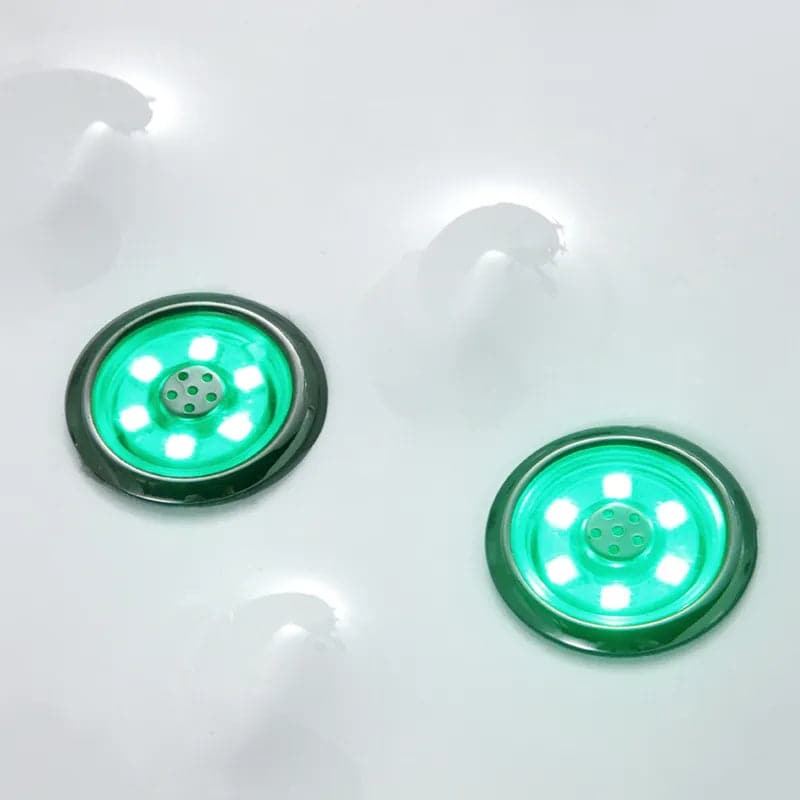 Baignoire à tablier à 3 côtés avec double cascade et massage à l'eau en acrylique à LED de 73 po