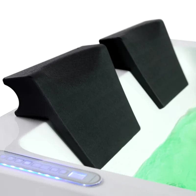 Baignoire à tablier à 3 côtés avec double cascade et massage à l'eau en acrylique à LED de 73 po