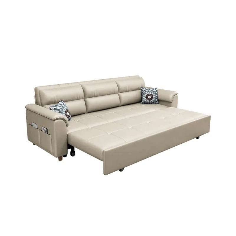 74 Inches Beige Full Sleeper Convertible Sofa with Storage & Pockets Sofa Bed