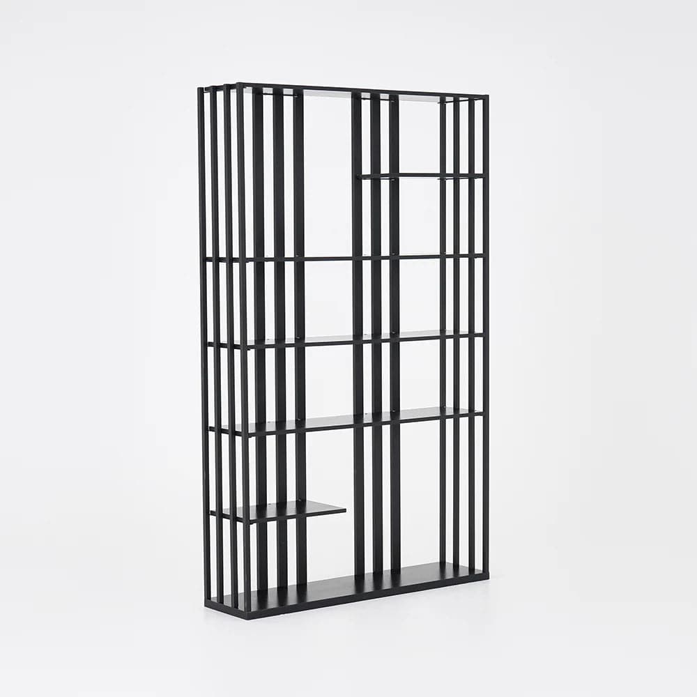 78" Modern Steel Etagere Bookshelf Display Shelving 6-Shelf in Black Tall Book Shelf