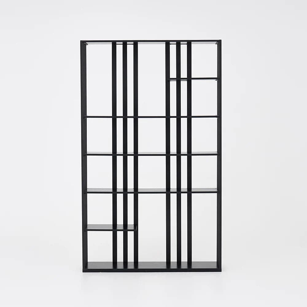 Étagère moderne en acier de 78 pouces, présentoir à 6 étagères en noir, grande étagère à livres
