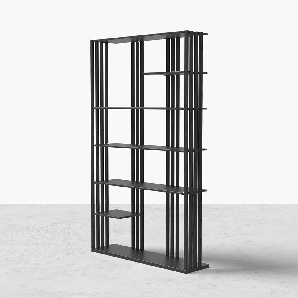 78" Modern Steel Etagere Bookshelf Display Shelving 6-Shelf in Black Tall Book Shelf