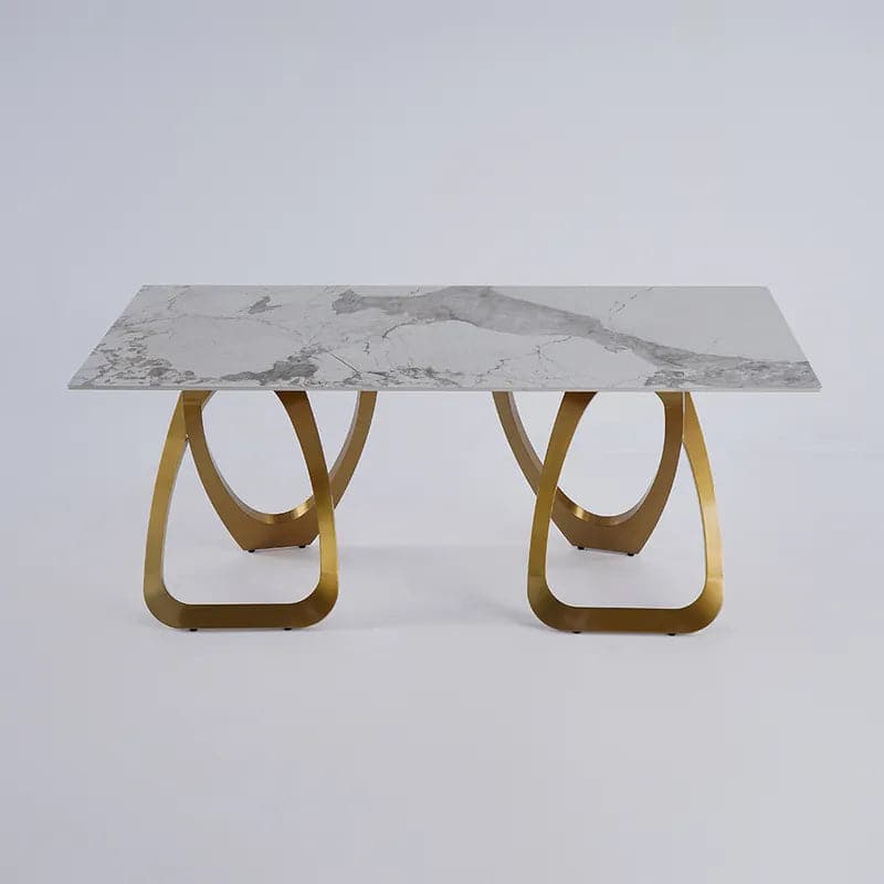 79" Contemporary Rectangle Dining Table in Gold for 8 Seaters with Sintered Stone Top