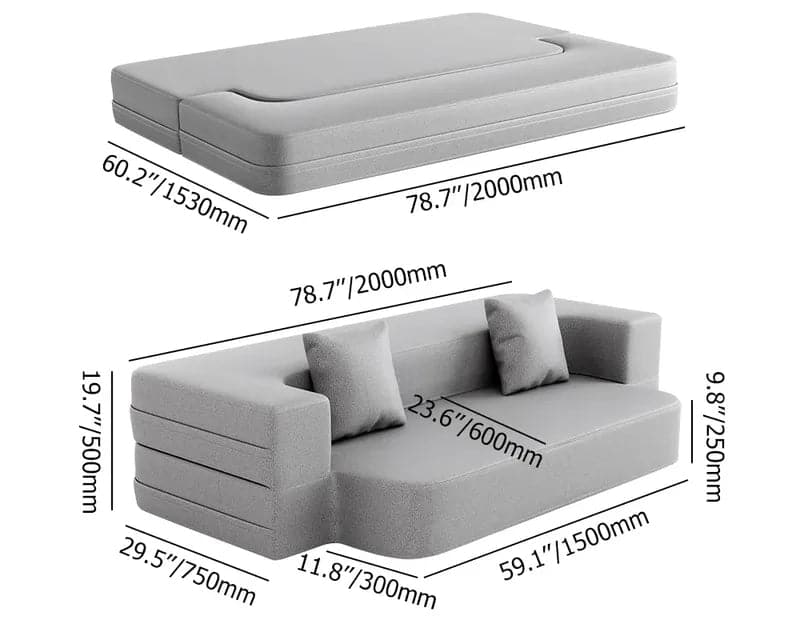 79 Inches Modern Folding Sofa Bed Leath-Aire Upholstered Full Sleeper