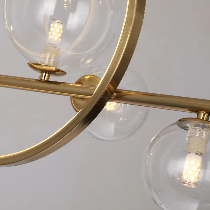 Modern Linear Gold Kitchen Island Light 7-Light Glass Globe Shade#Gold