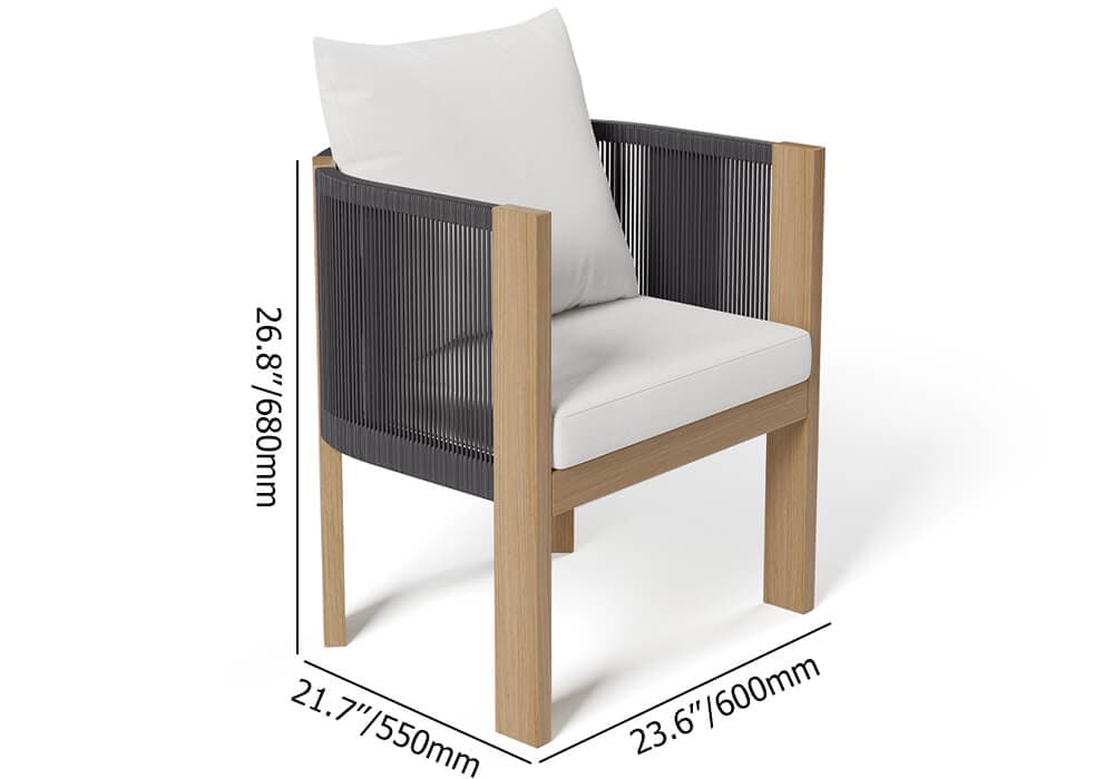 Ensemble de salle à manger d'extérieur moderne 7 pièces avec table en marbre et chaise en corde tressée en gris 