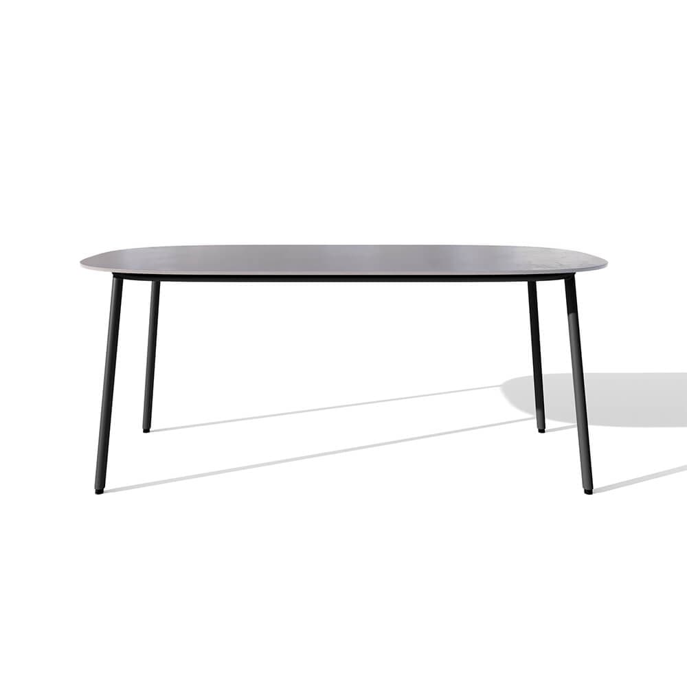 Ensemble de salle à manger d'extérieur 7 pièces avec plateau en faux marbre, table en aluminium et chaise tissée en corde