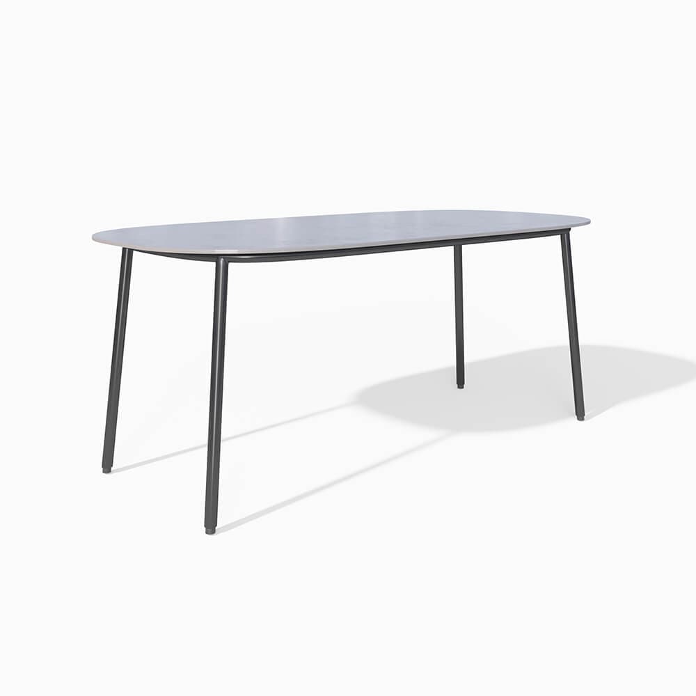 Ensemble de salle à manger d'extérieur 7 pièces avec plateau en faux marbre, table en aluminium et chaise tissée en corde