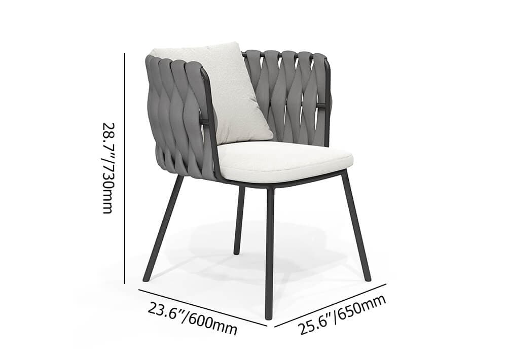 Ensemble de salle à manger d'extérieur 7 pièces avec plateau en faux marbre, table en aluminium et chaise tissée en corde