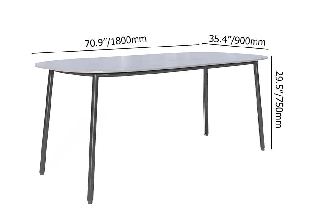 Ensemble de salle à manger d'extérieur 7 pièces avec plateau en faux marbre, table en aluminium et chaise tissée en corde