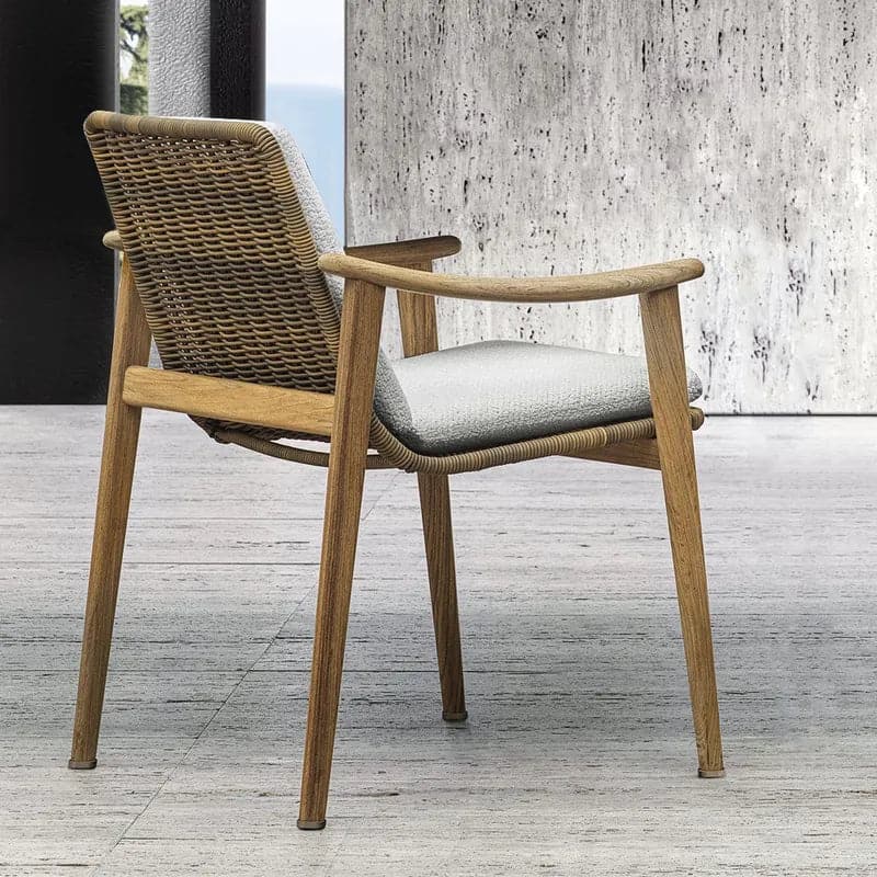 Ensemble de salle à manger de patio extérieur 7 pièces avec table et chaise en bois de teck en naturel et gris